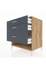 Kronos Şifonyer 3 Çekmeceli 88x59x96 Çam-Antrasit