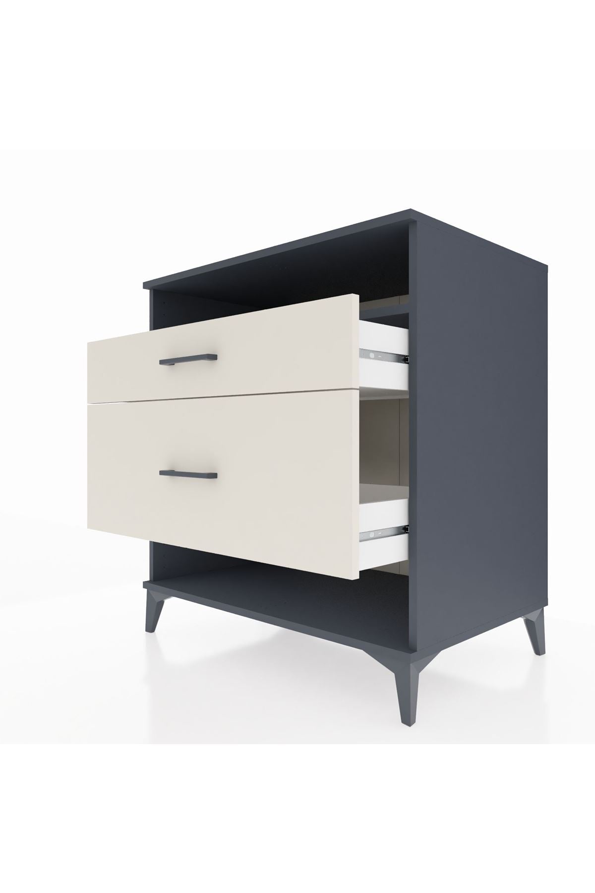 Kronos Şifonyer Tek Raflı 2 Çekmeceli 88x59x96 Antrasit-Aytaşı