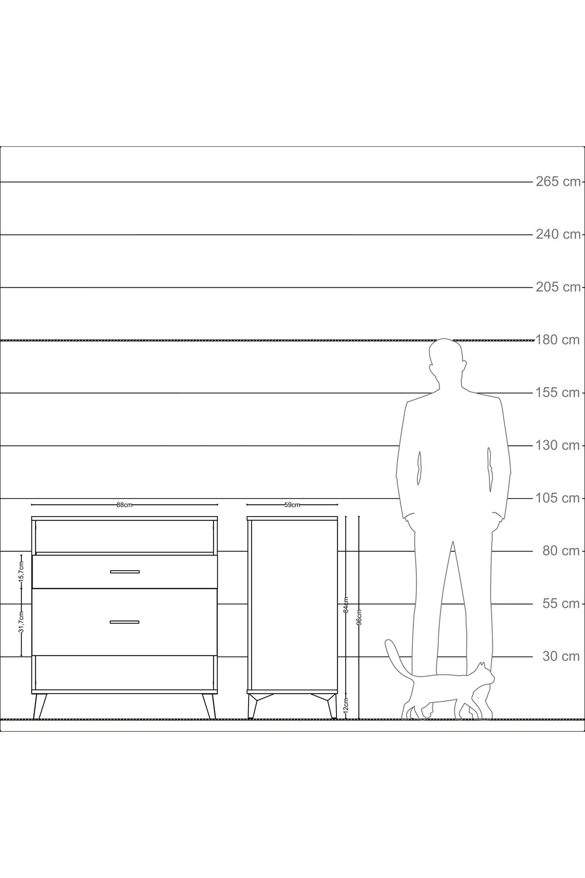 Kronos Şifonyer Tek Raflı 2 Çekmeceli 88x59x96 Antrasit-Aytaşı
