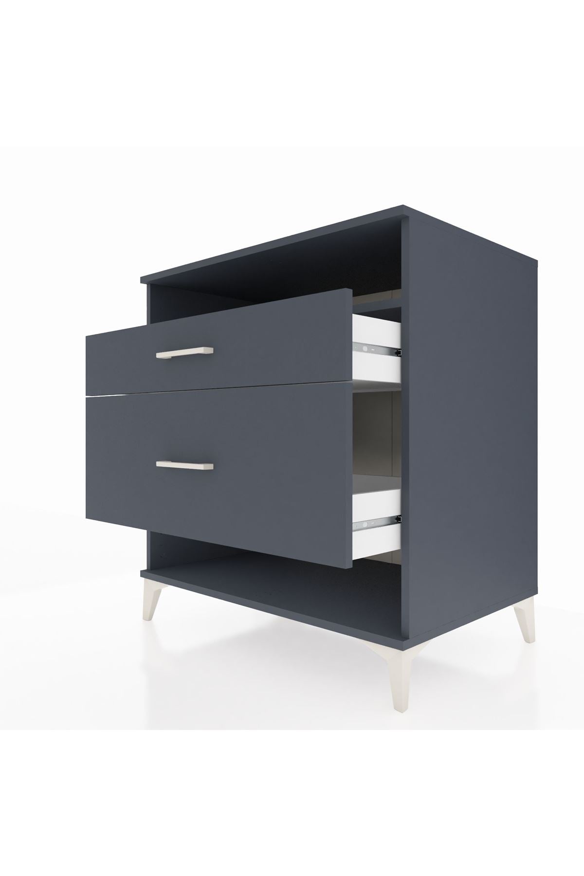 Kronos Şifonyer Tek Raflı 2 Çekmeceli 88x59x96 Antrasit-Antrasit