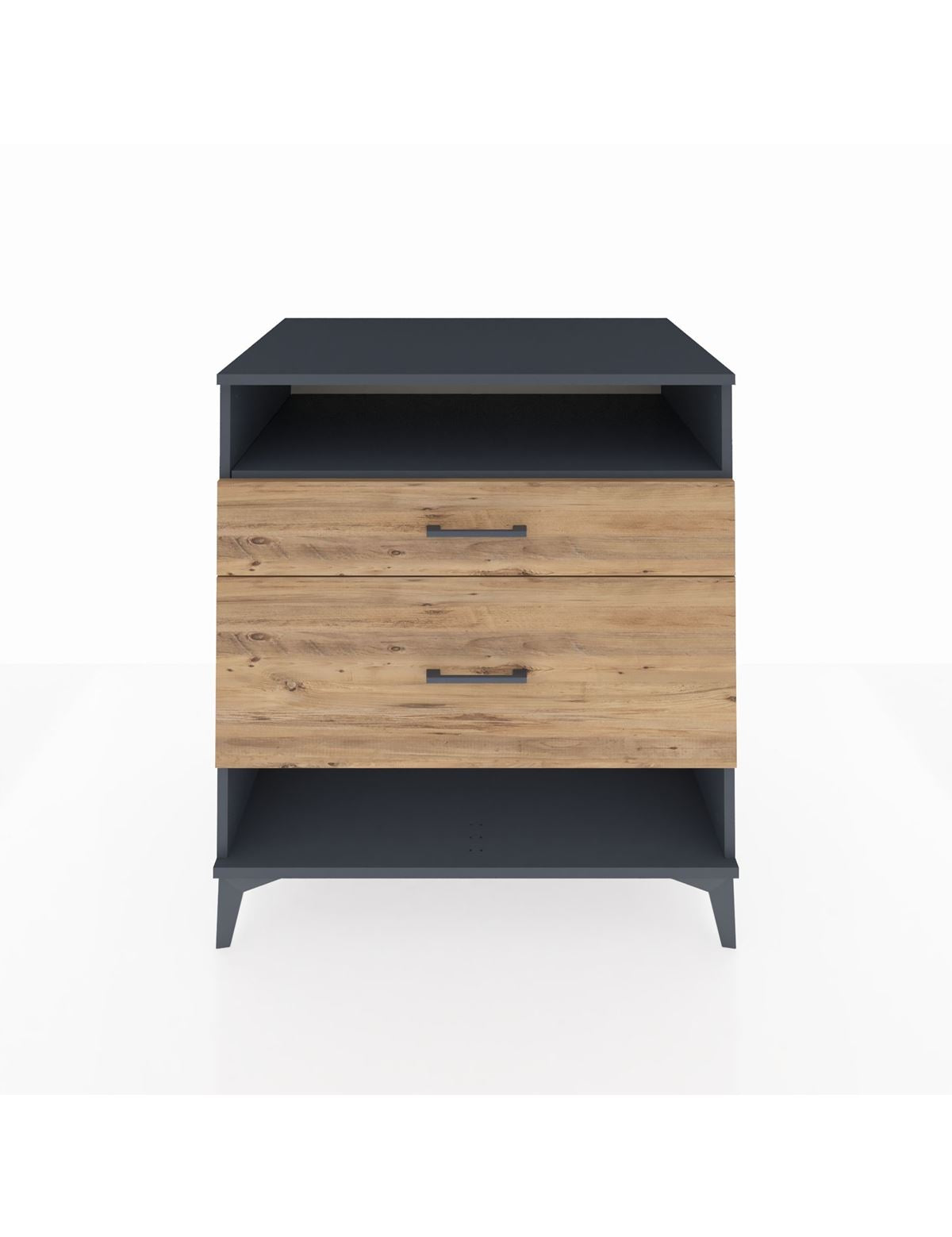 Kronos Şifonyer Tek Raflı 2 Çekmeceli 88x59x96 Antrasit-Çam