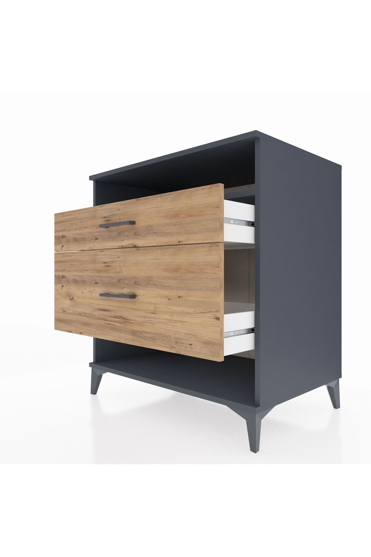 Kronos Şifonyer Tek Raflı 2 Çekmeceli 88x59x96 Antrasit-Çam