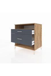 Kronos Şifonyer Tek Raflı 2 Çekmeceli 88x59x96 Çam-Antrasit