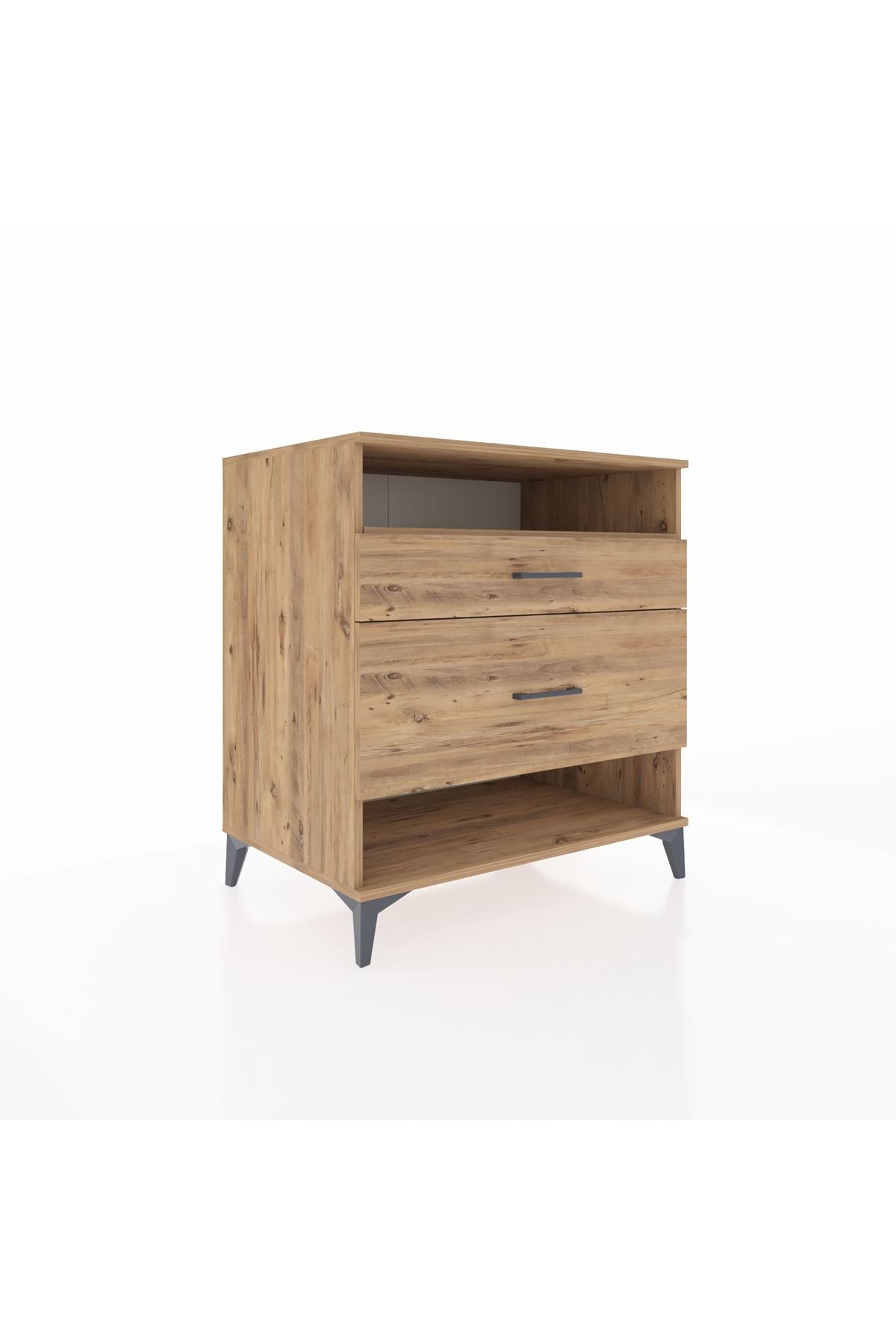 Kronos Şifonyer Tek Raflı 2 Çekmeceli 88x59x96 Çam-Çam