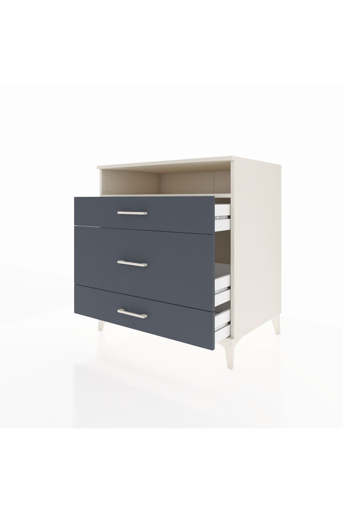 Kronos Şifonyer Tek Raflı 3 Çekmeceli 88x59x96 Aytaşı-Antrasit