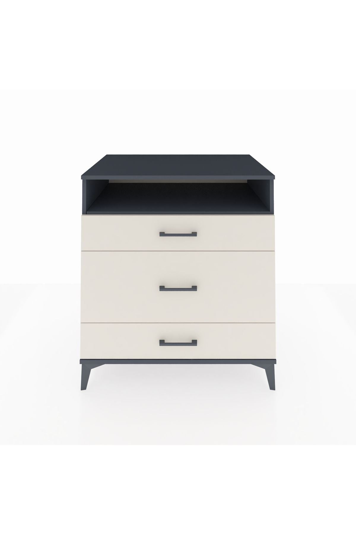 Kronos Şifonyer Tek Raflı 3 Çekmeceli 88x59x96 Antrasit-Aytaşı