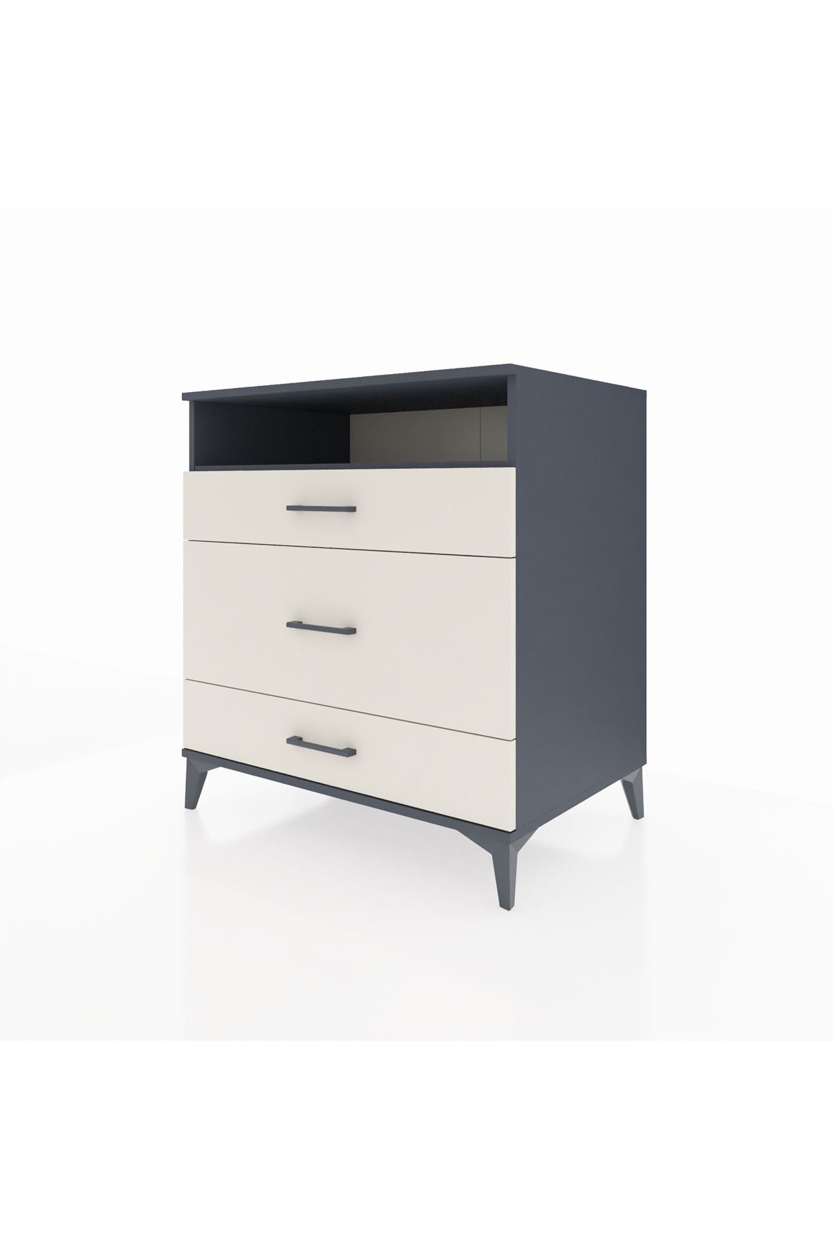 Kronos Şifonyer Tek Raflı 3 Çekmeceli 88x59x96 Antrasit-Aytaşı