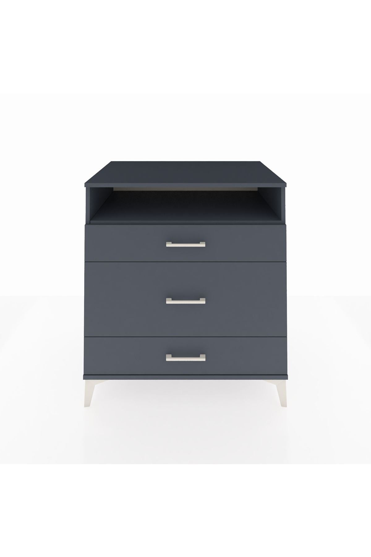 Kronos Şifonyer Tek Raflı 3 Çekmeceli 88x59x96 Antrasit-Antrasit