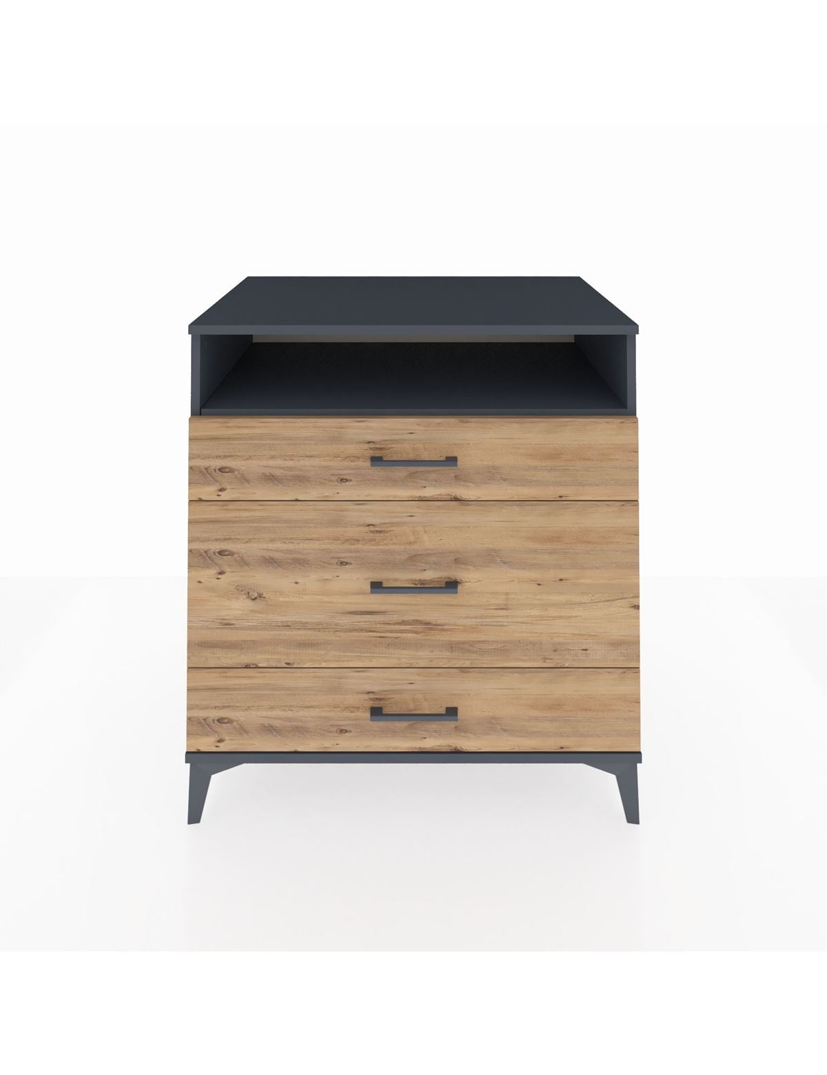 Kronos Şifonyer Tek Raflı 3 Çekmeceli 88x59x96 Antrasit-Çam