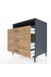 Kronos Şifonyer Tek Raflı 3 Çekmeceli 88x59x96 Antrasit-Çam