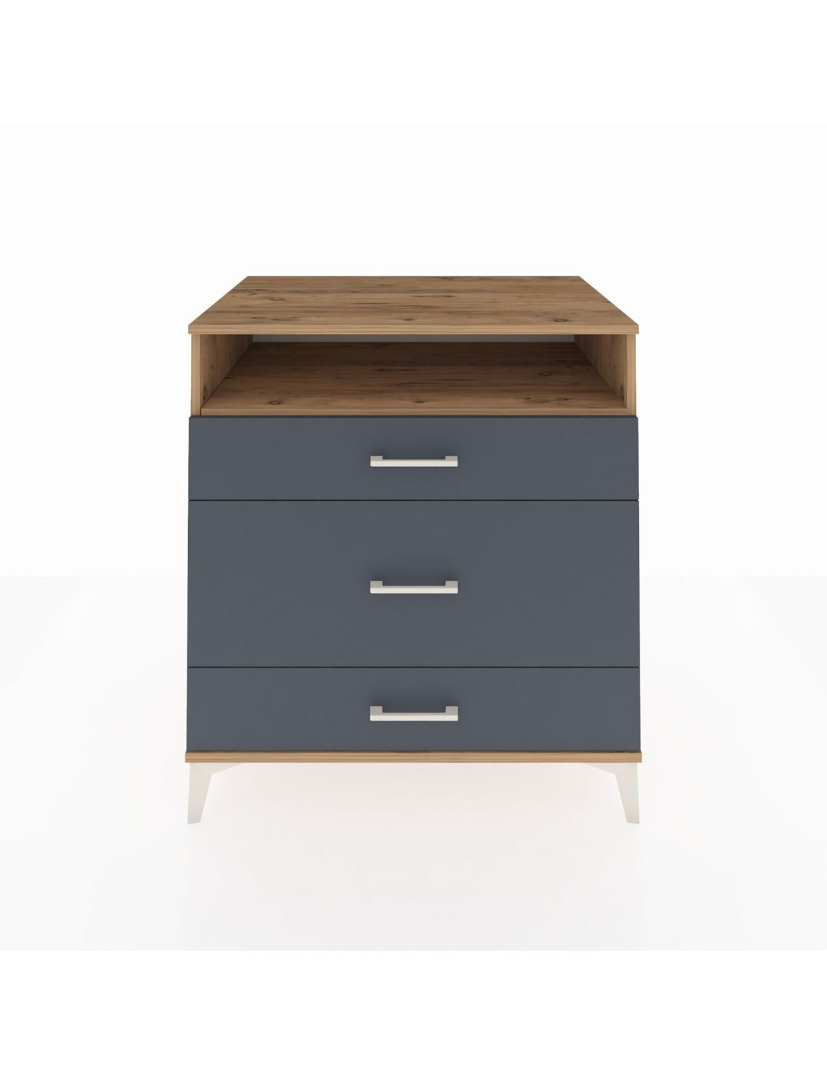 Kronos Şifonyer Tek Raflı 3 Çekmeceli 88x59x96 Çam-Antrasit