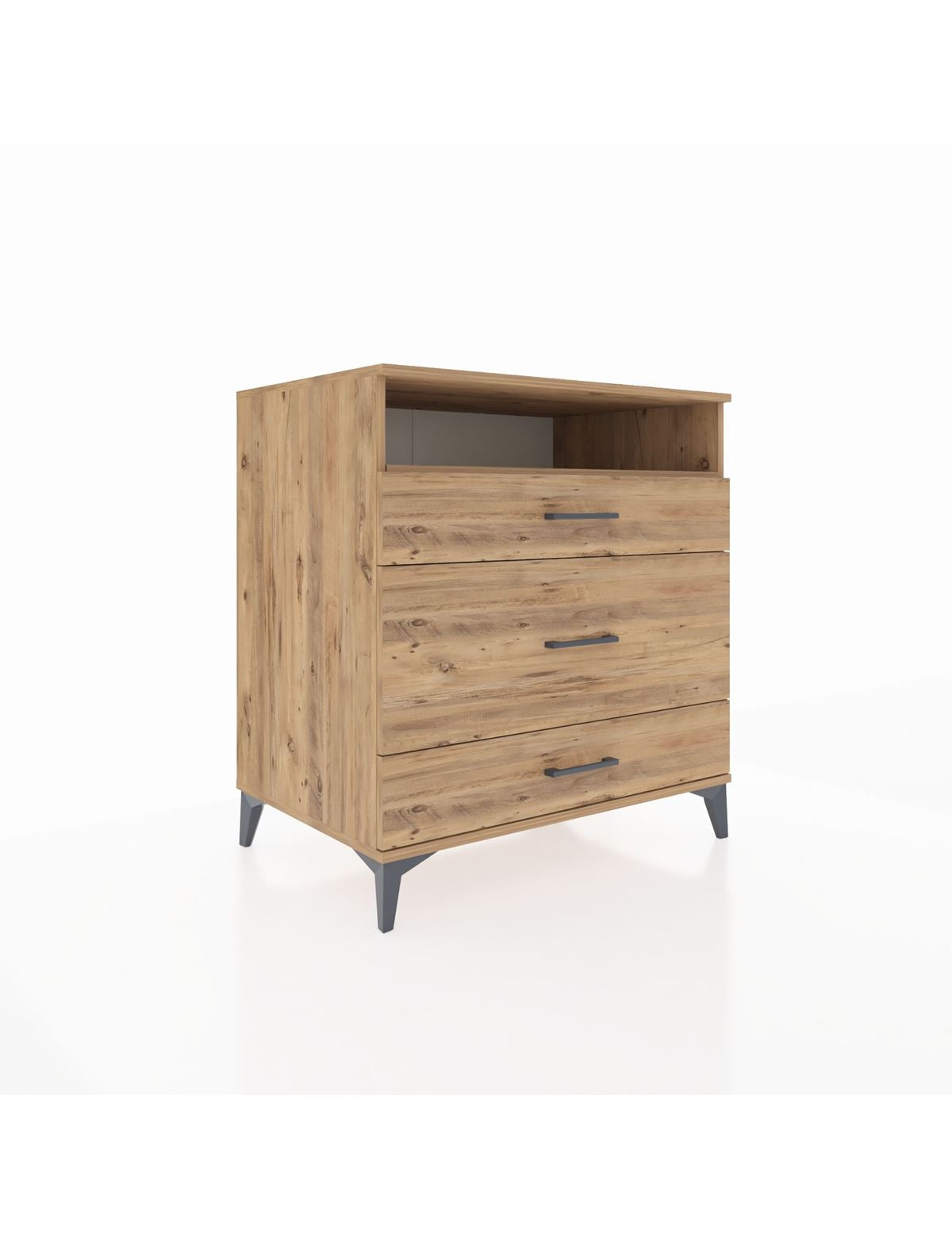 Kronos Şifonyer Tek Raflı 3 Çekmeceli 88x59x96 Çam-Çam