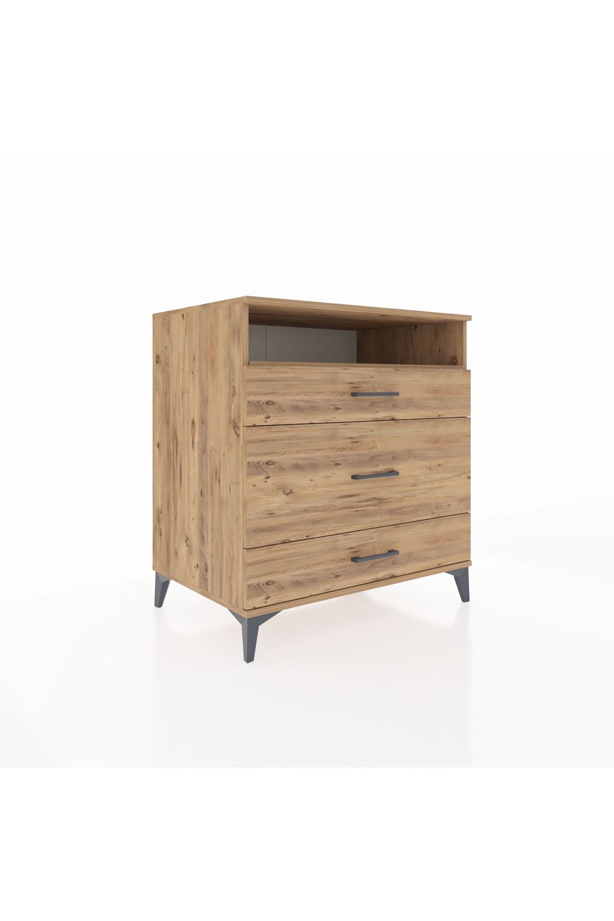 Kronos Şifonyer Tek Raflı 3 Çekmeceli 88x59x96 Çam-Çam