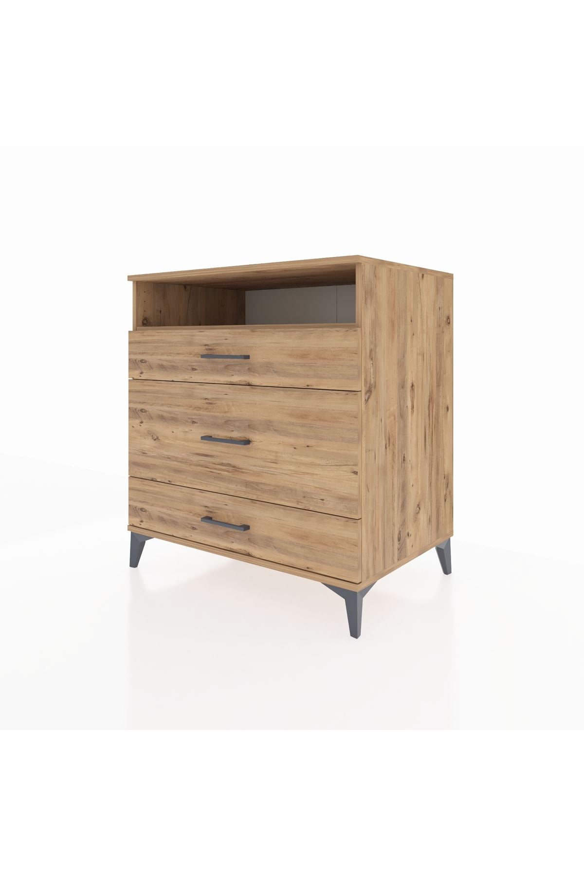 Kronos Şifonyer Tek Raflı 3 Çekmeceli 88x59x96 Çam-Çam