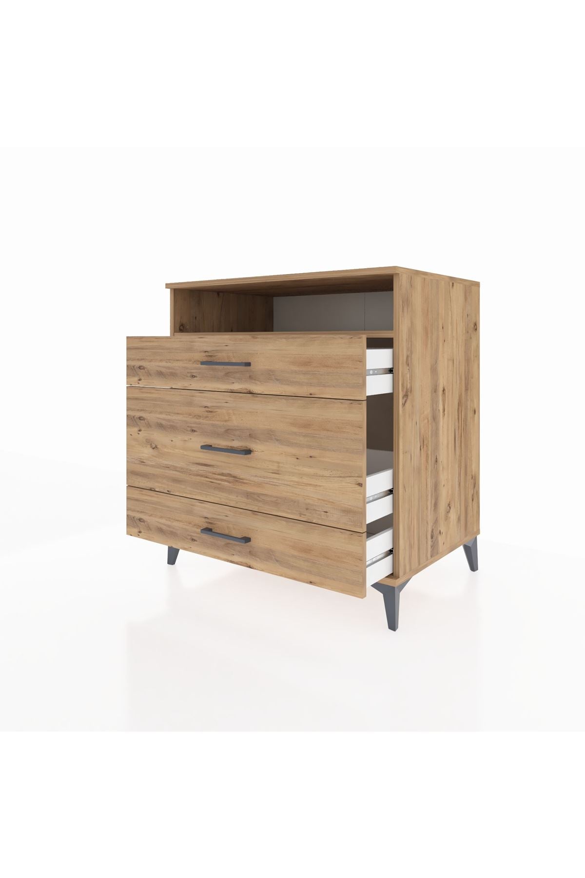 Kronos Şifonyer Tek Raflı 3 Çekmeceli 88x59x96 Çam-Çam