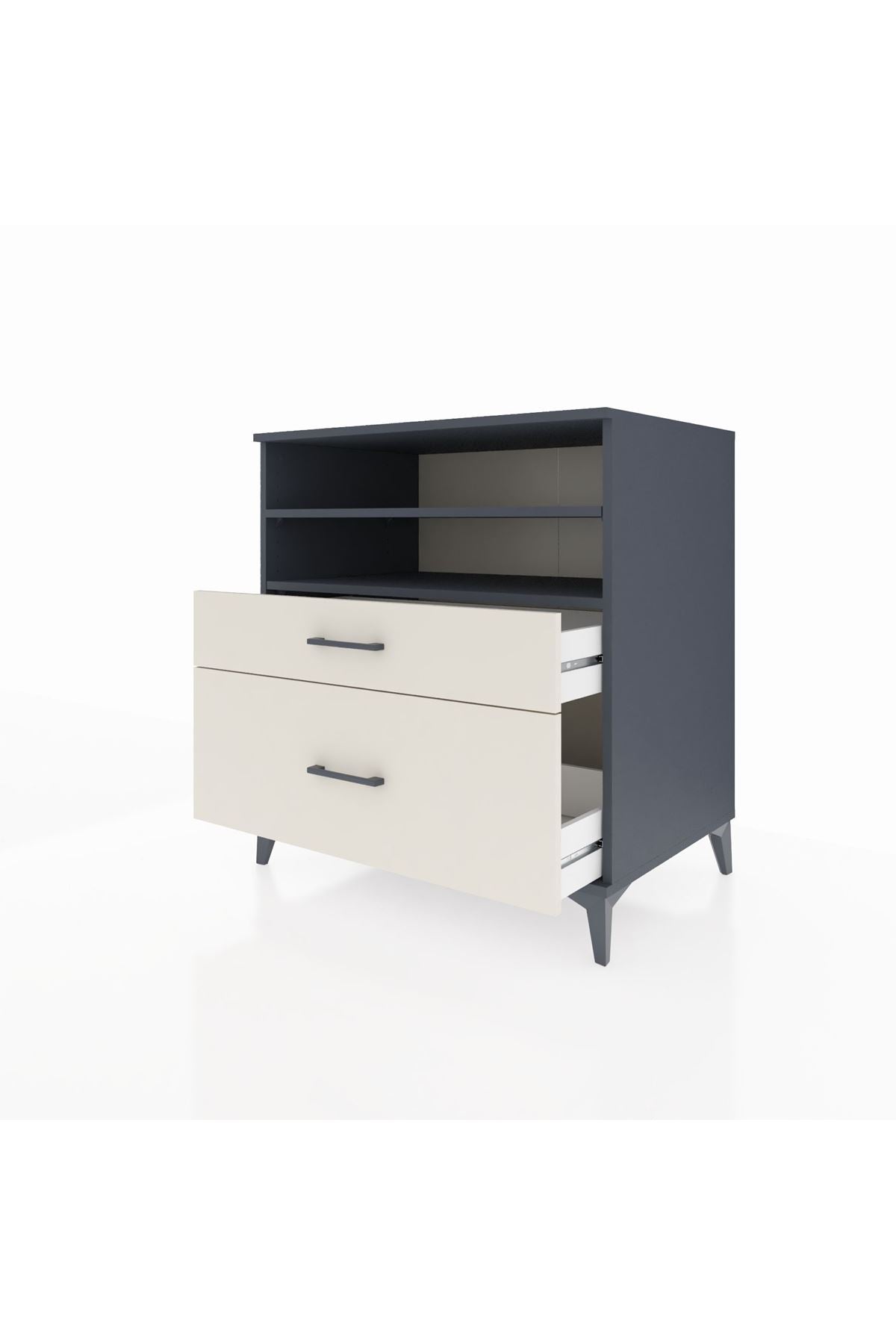 Kronos Şifonyer 2 Raflı 2 Çekmeceli 88x59x96 Antrasit-Aytaşı