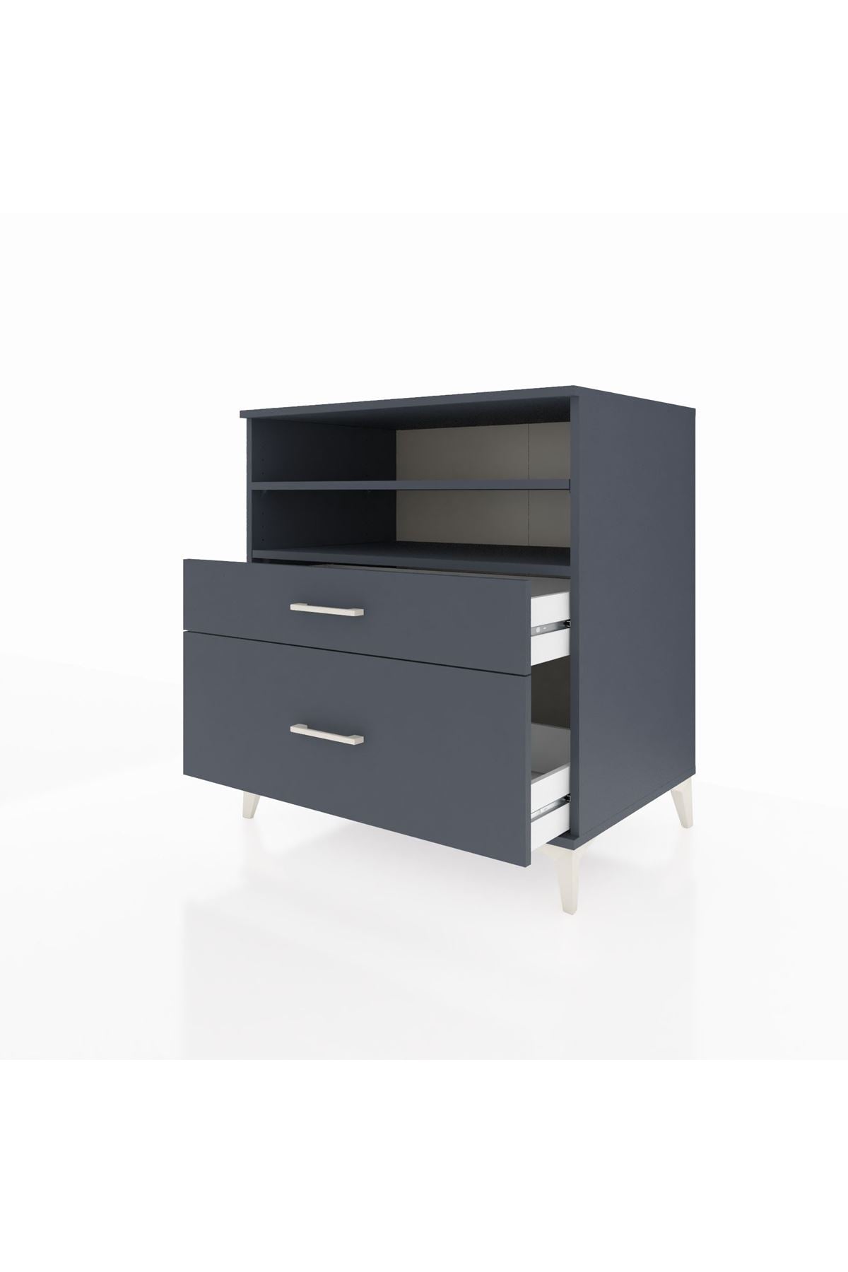 Kronos Şifonyer 2 Raflı 2 Çekmeceli 88x59x96 Antrasit-Antrasit