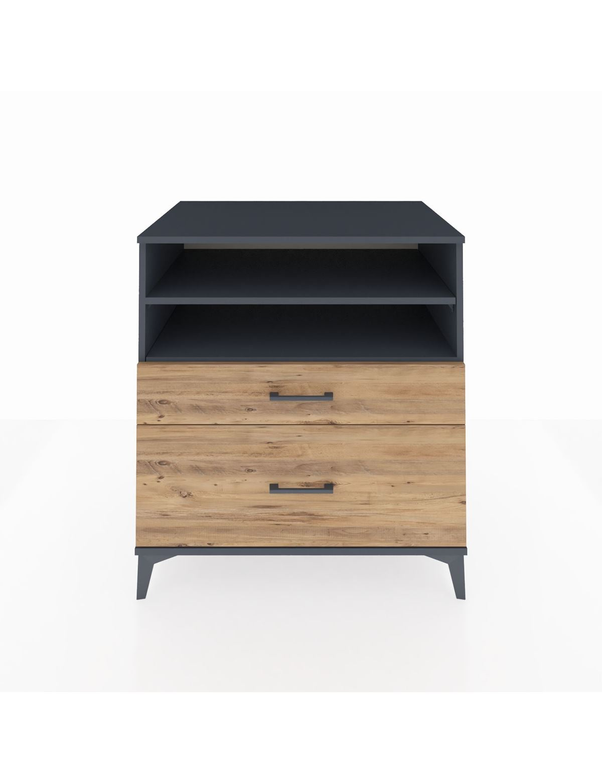 Kronos Şifonyer 2 Raflı 2 Çekmeceli 88x59x96 Antrasit-Çam