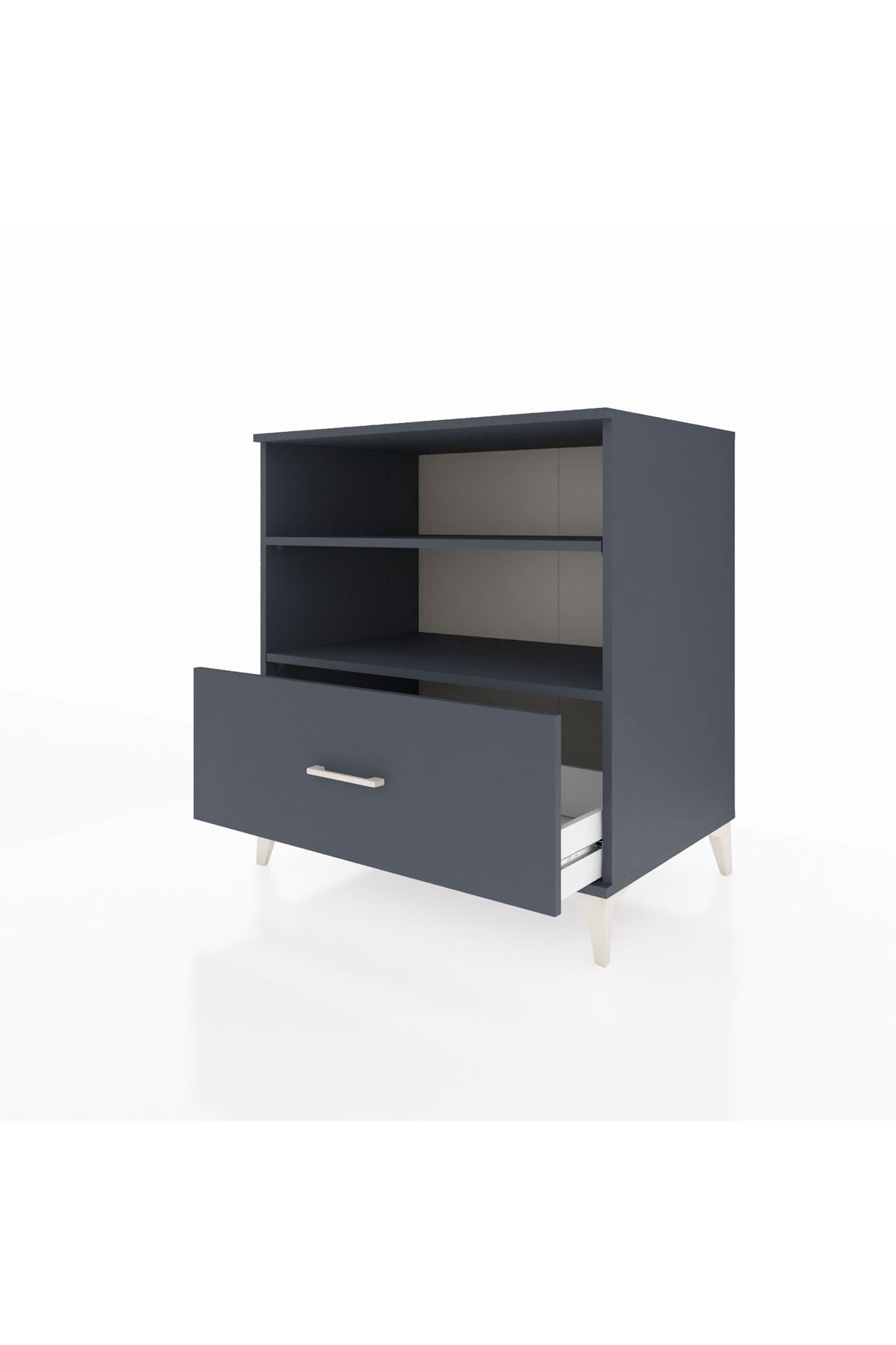 Kronos Şifonyer 2 Raflı Tek Çekmeceli 88x59x96 Antrasit-Antrasit