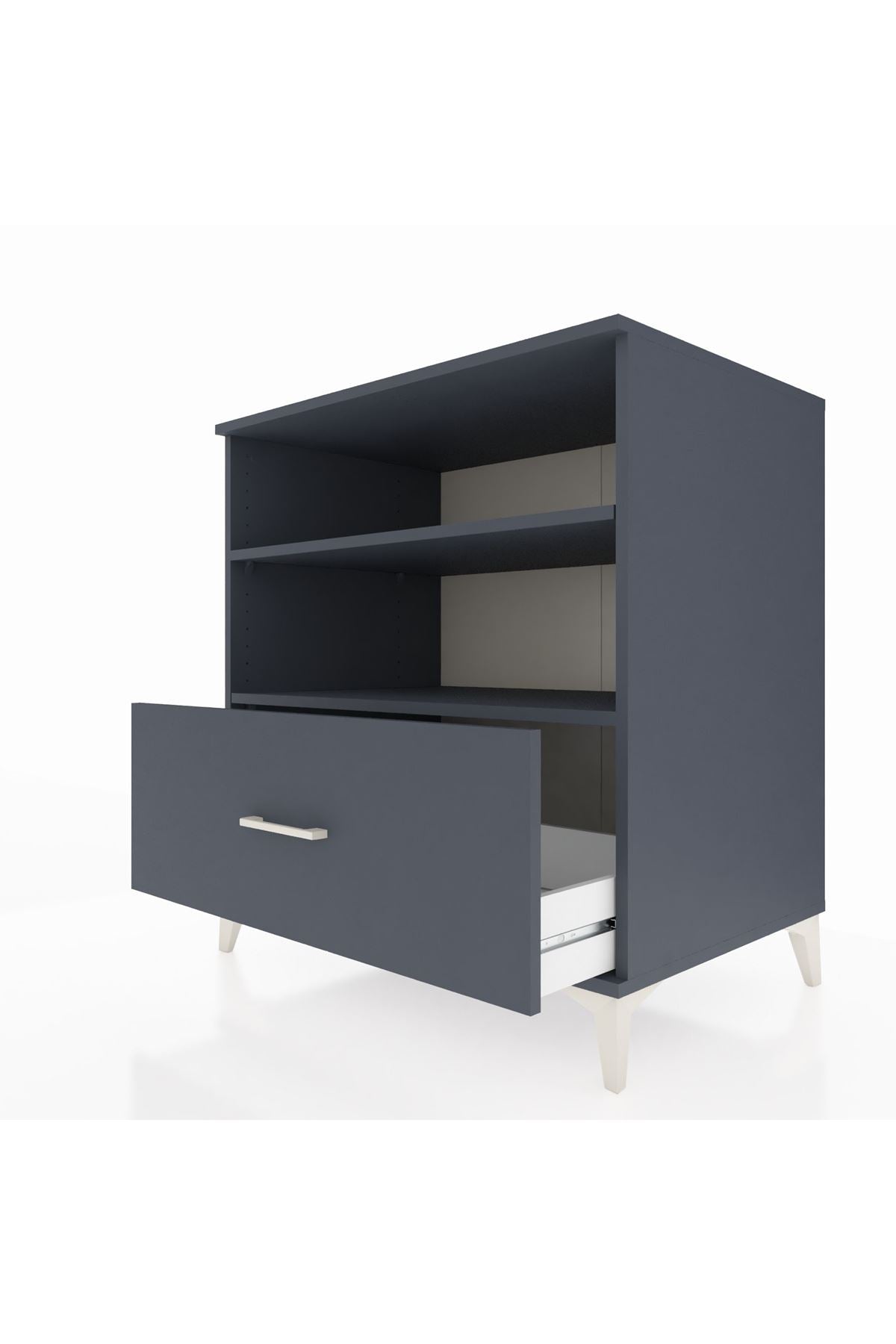 Kronos Şifonyer 2 Raflı Tek Çekmeceli 88x59x96 Antrasit-Antrasit