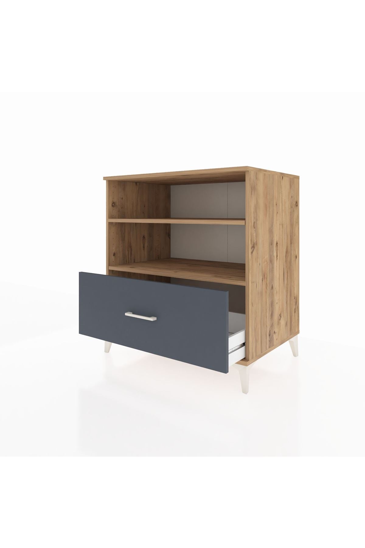 Kronos Şifonyer 2 Raflı Tek Çekmeceli 88x59x96 Çam-Antrasit