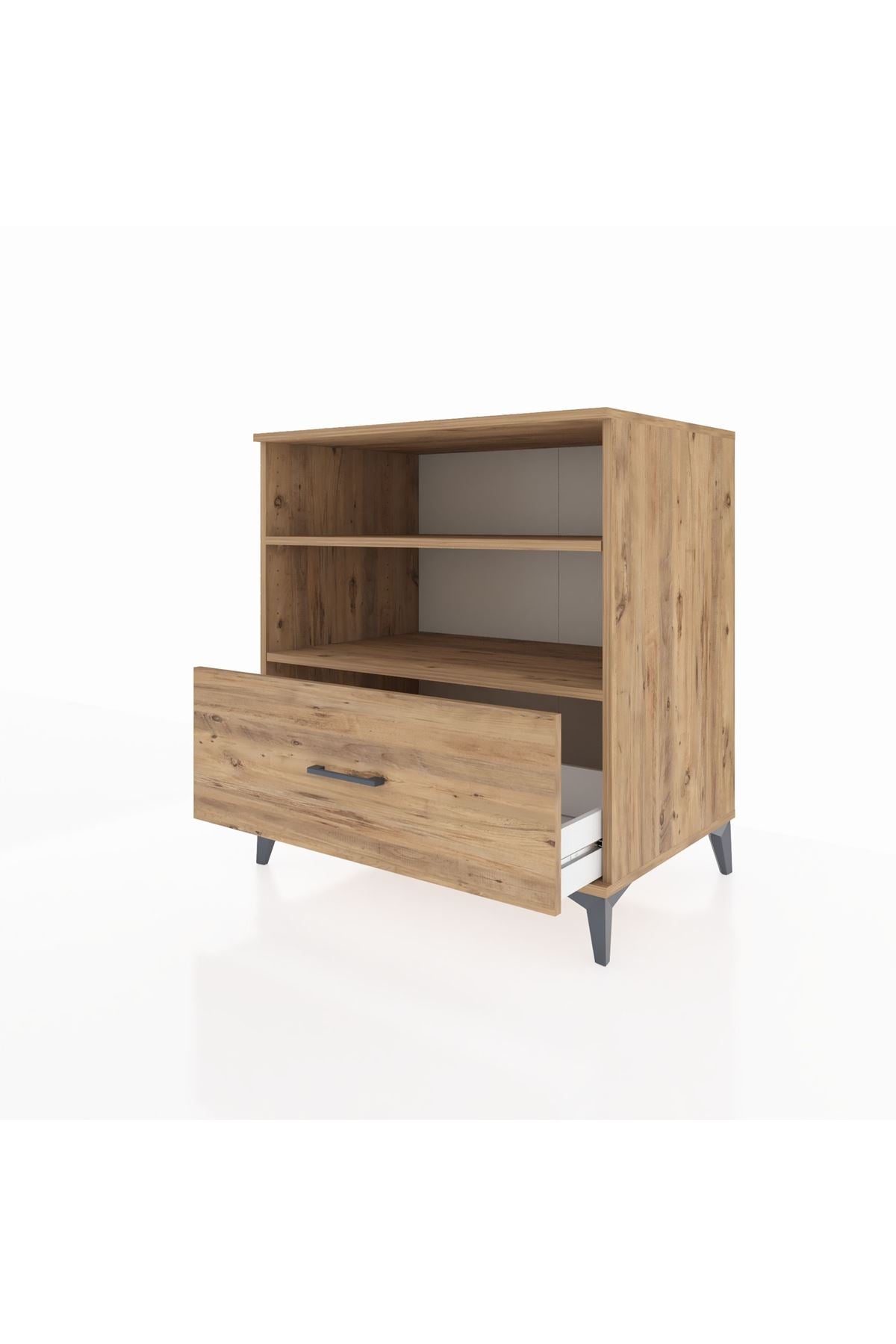 Kronos Şifonyer 2 Raflı Tek Çekmeceli 88x59x96 Çam-Çam