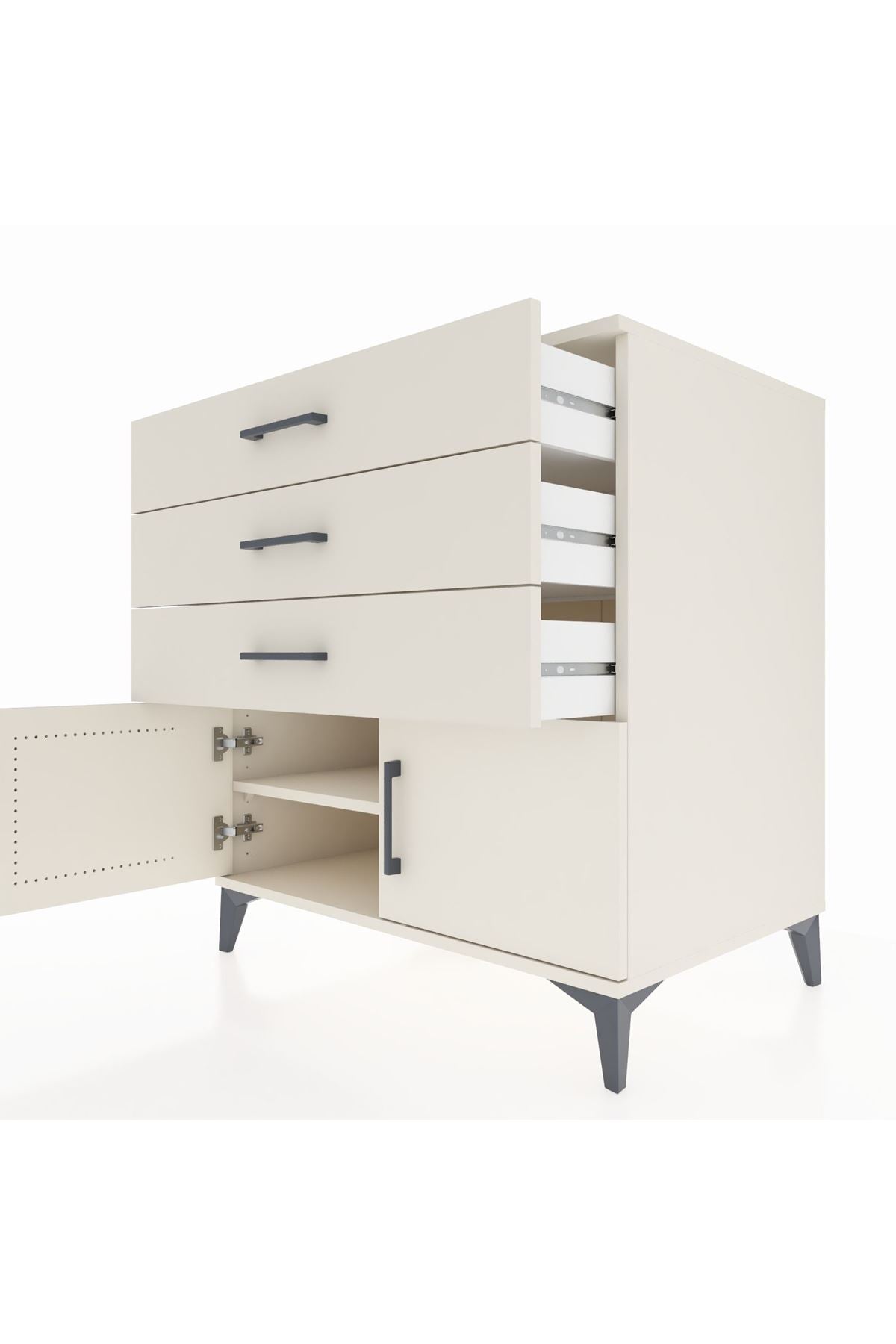 Kronos Şifonyer Tek Raflı 3 Çekmeceli 2 Kapaklı 88x59x96 Aytaşı-Aytaşı