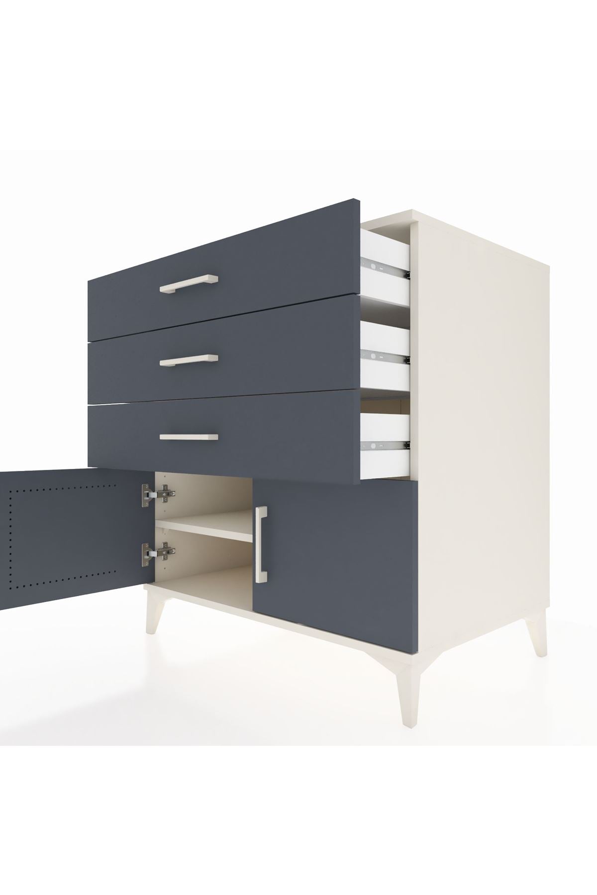 Kronos Şifonyer Tek Raflı 3 Çekmeceli 2 Kapaklı 88x59x96 Aytaşı-Antrasit