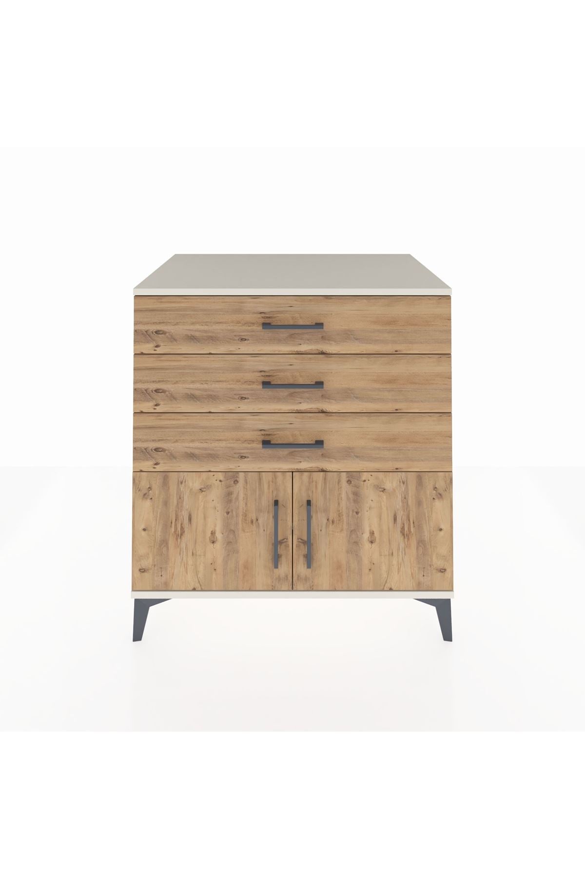 Kronos Şifonyer Tek Raflı 3 Çekmeceli 2 Kapaklı 88x59x96 Aytaşı-Çam