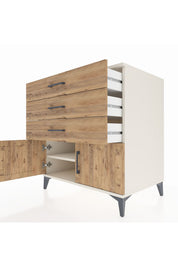 Kronos Şifonyer Tek Raflı 3 Çekmeceli 2 Kapaklı 88x59x96 Aytaşı-Çam