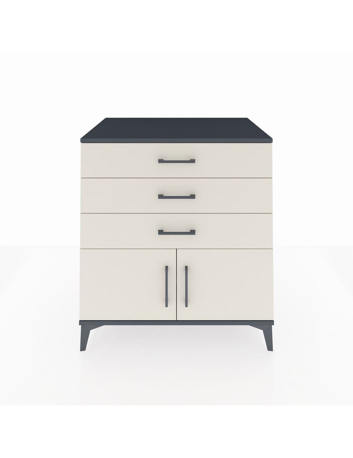 Kronos Şifonyer Tek Raflı 3 Çekmeceli 2 Kapaklı 88x59x96 Antrasit-Aytaşı