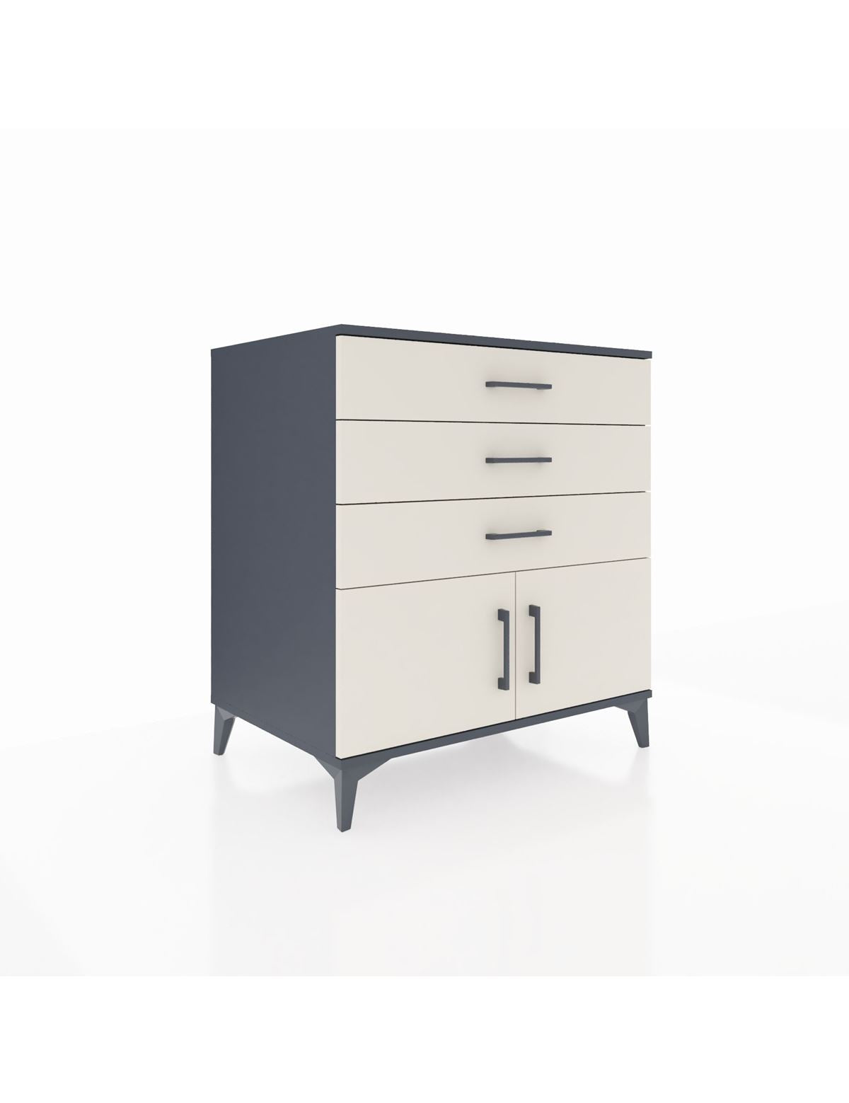 Kronos Şifonyer Tek Raflı 3 Çekmeceli 2 Kapaklı 88x59x96 Antrasit-Aytaşı