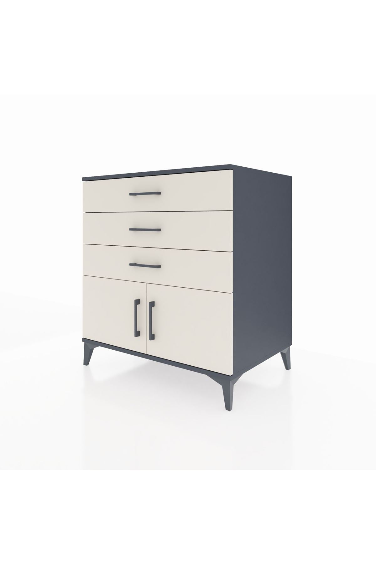 Kronos Şifonyer Tek Raflı 3 Çekmeceli 2 Kapaklı 88x59x96 Antrasit-Aytaşı