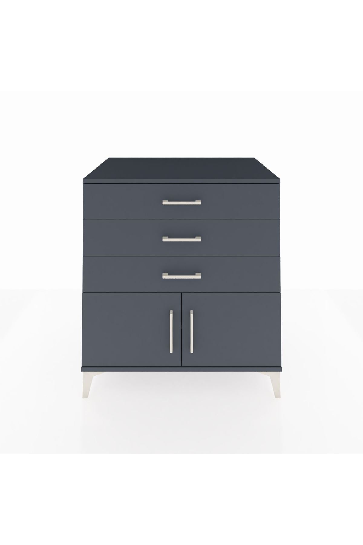 Kronos Şifonyer Tek Raflı 3 Çekmeceli 2 Kapaklı 88x59x96 Antrasit-Antrasit