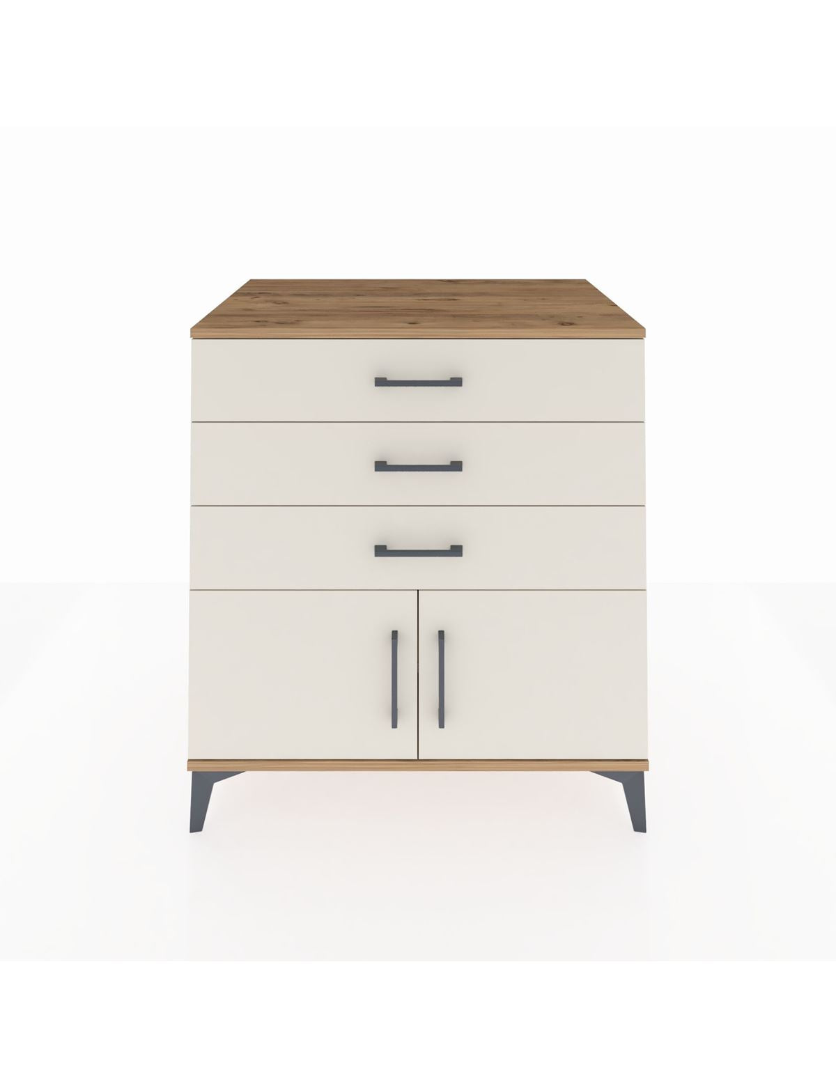 Kronos Şifonyer Tek Raflı 3 Çekmeceli 2 Kapaklı 88x59x96 Çam-Aytaşı