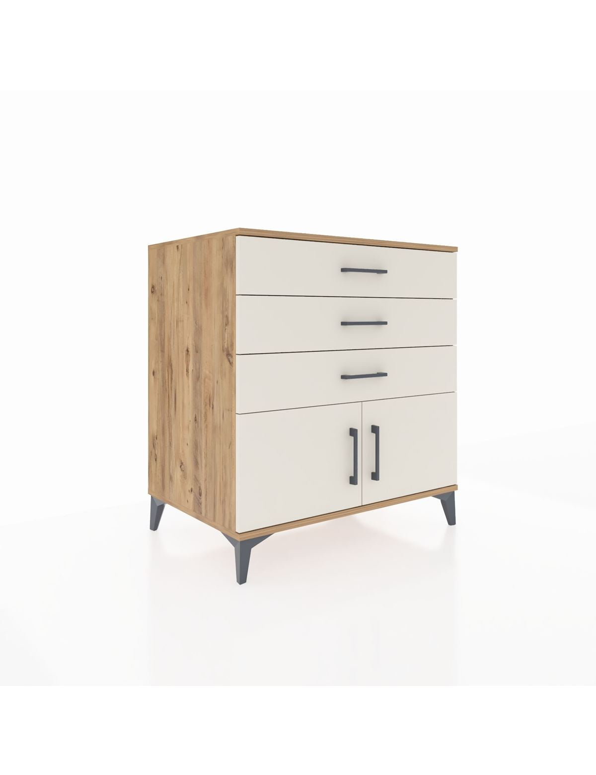 Kronos Şifonyer Tek Raflı 3 Çekmeceli 2 Kapaklı 88x59x96 Çam-Aytaşı