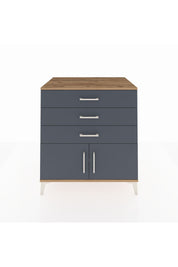 Kronos Şifonyer Tek Raflı 3 Çekmeceli 2 Kapaklı 88x59x96 Çam-Antrasit