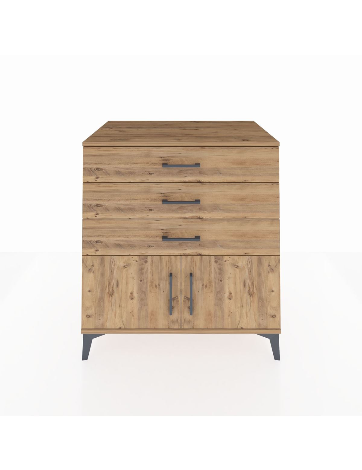 Kronos Şifonyer Tek Raflı 3 Çekmeceli 2 Kapaklı 88x59x96 Çam-Çam