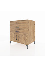Kronos Şifonyer Tek Raflı 3 Çekmeceli 2 Kapaklı 88x59x96 Çam-Çam
