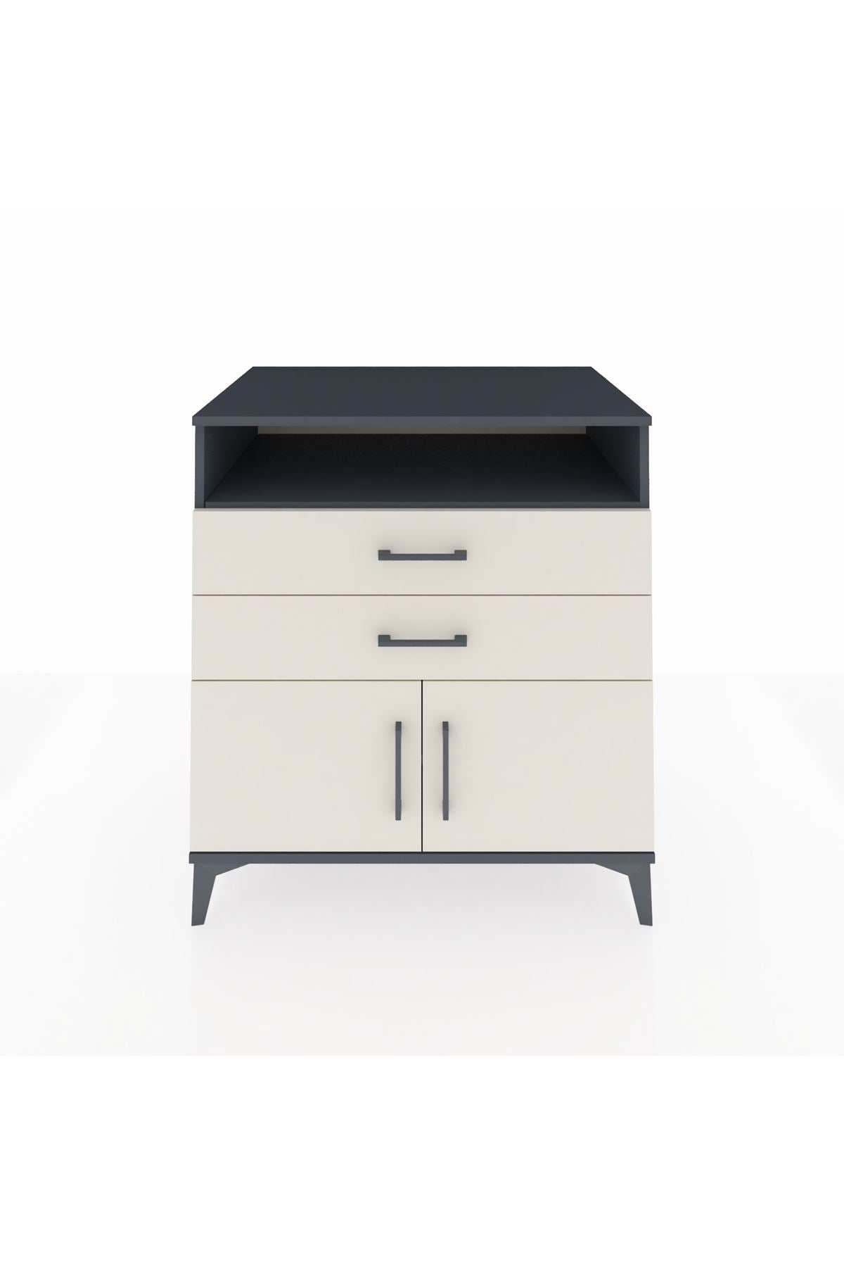 Kronos Şifonyer 2 Raflı 2 Çekmeceli 2 Kapaklı 88x59x96 Antrasit-Aytaşı