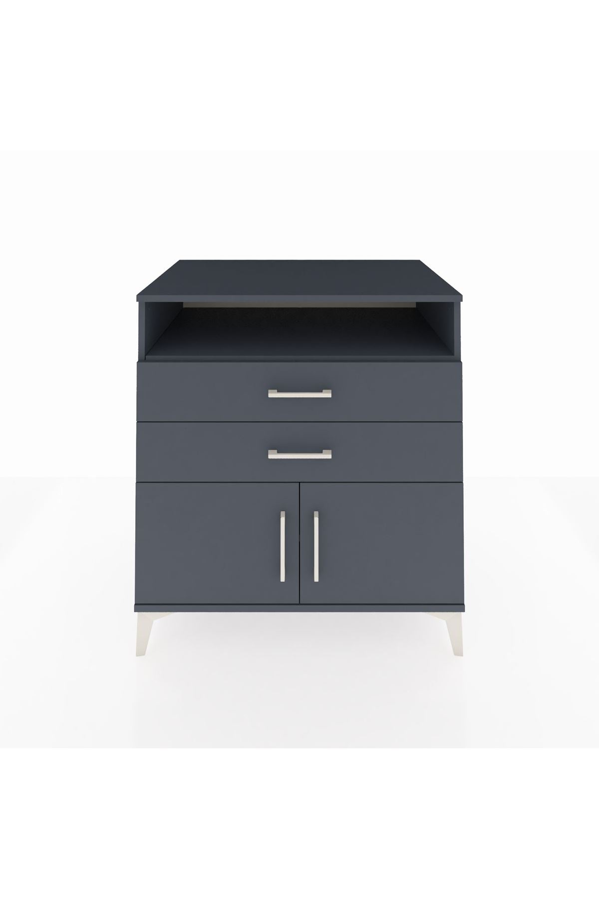 Kronos Şifonyer 2 Raflı 2 Çekmeceli 2 Kapaklı 88x59x96 Antrasit-Antrasit