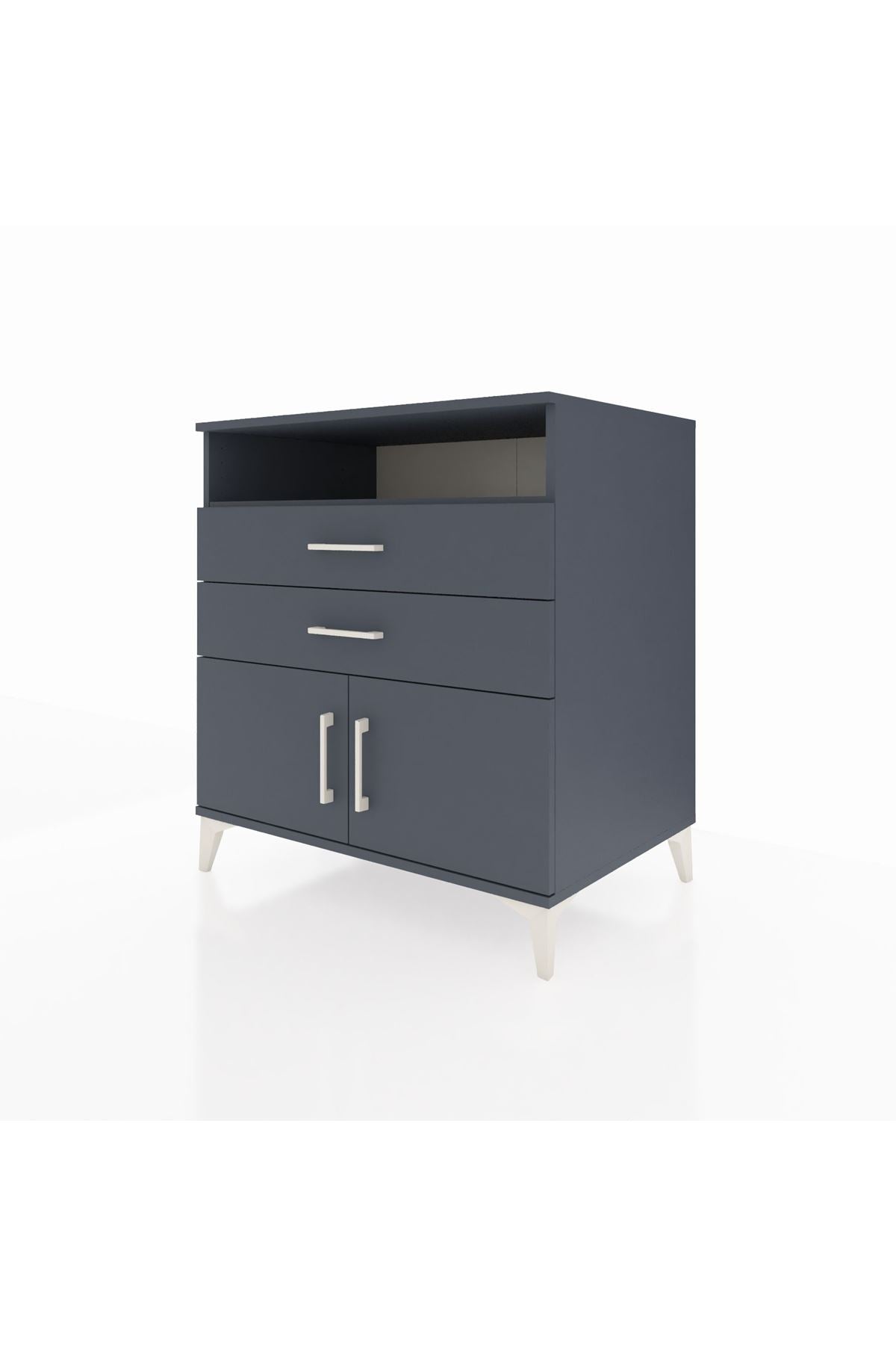 Kronos Şifonyer 2 Raflı 2 Çekmeceli 2 Kapaklı 88x59x96 Antrasit-Antrasit