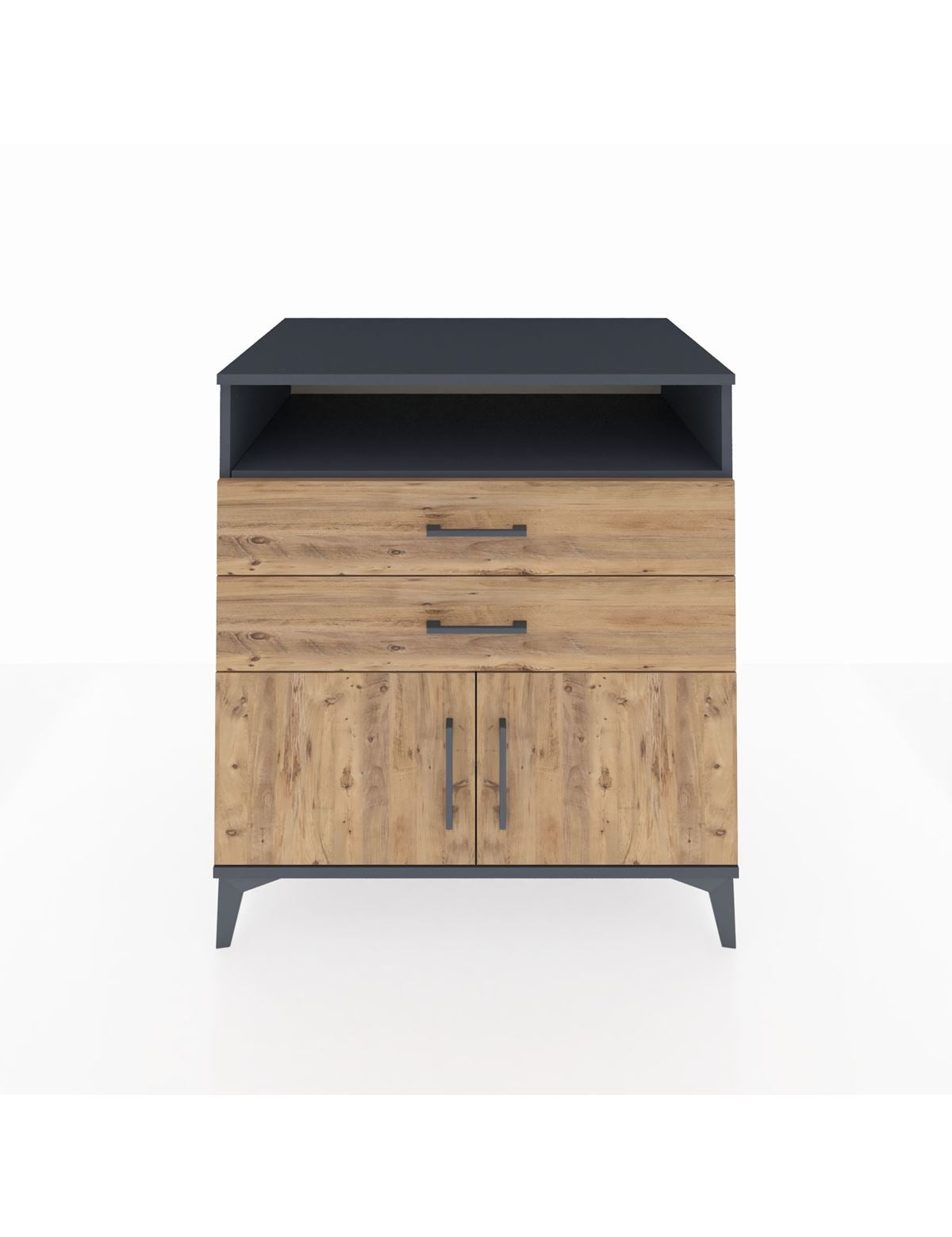 Kronos Şifonyer 2 Raflı 2 Çekmeceli 2 Kapaklı 88x59x96 Antrasit-Çam