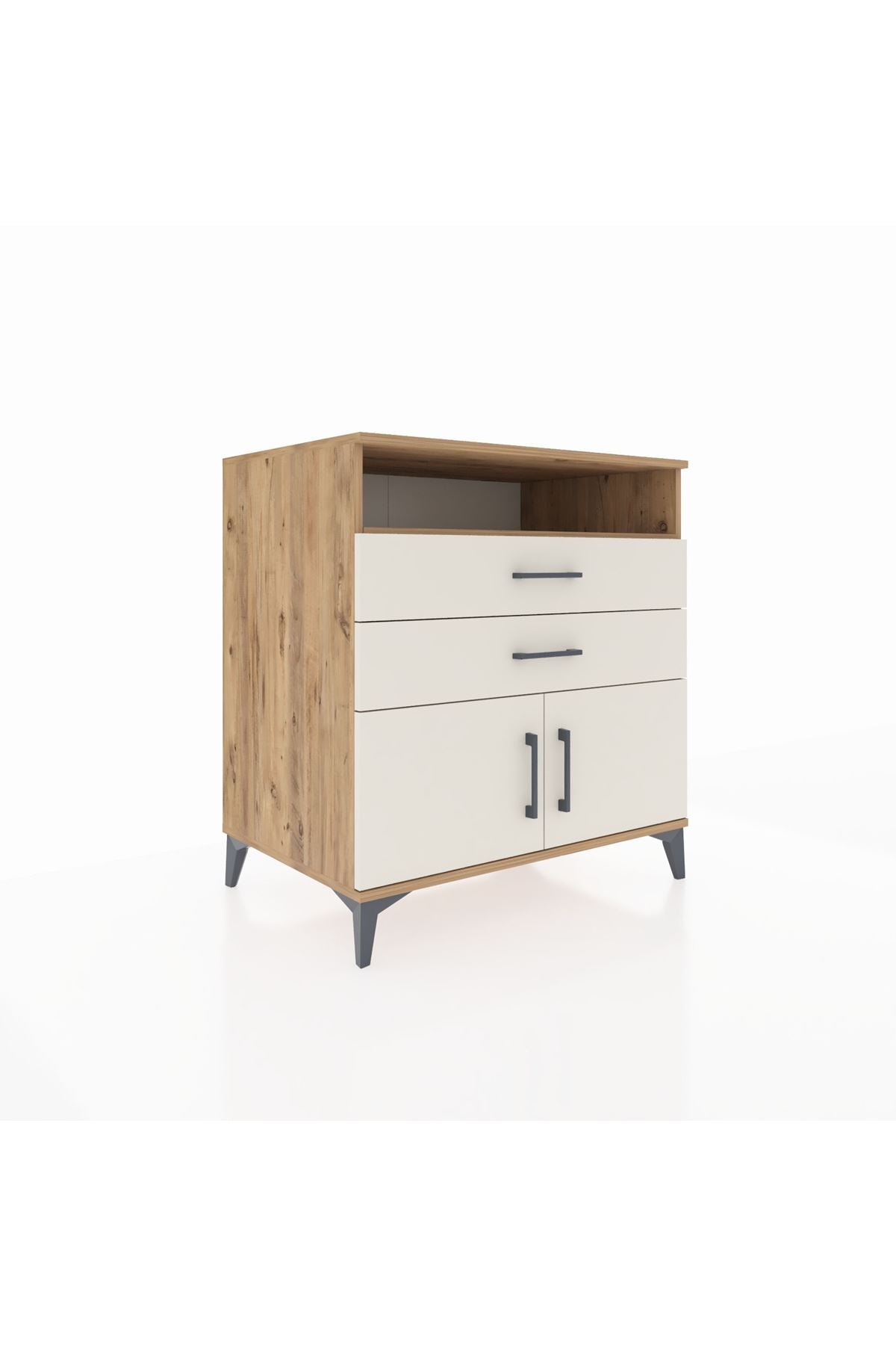 Kronos Şifonyer 2 Raflı 2 Çekmeceli 2 Kapaklı 88x59x96 Çam-Aytaşı