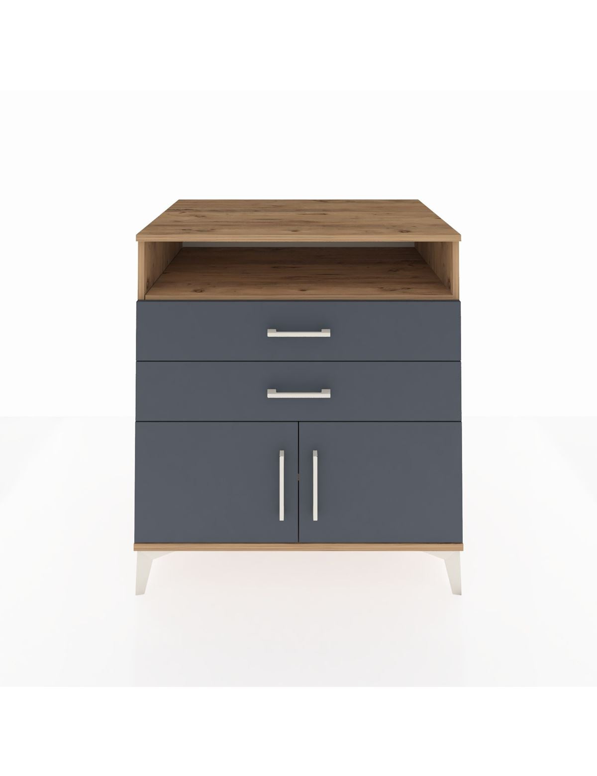 Kronos Şifonyer 2 Raflı 2 Çekmeceli 2 Kapaklı 88x59x96 Çam-Antrasit