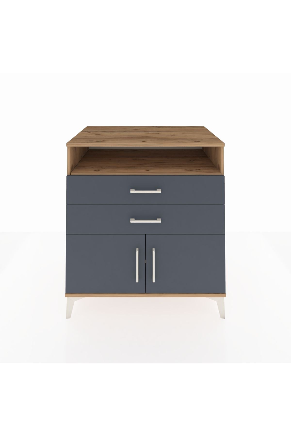 Kronos Şifonyer 2 Raflı 2 Çekmeceli 2 Kapaklı 88x59x96 Çam-Antrasit