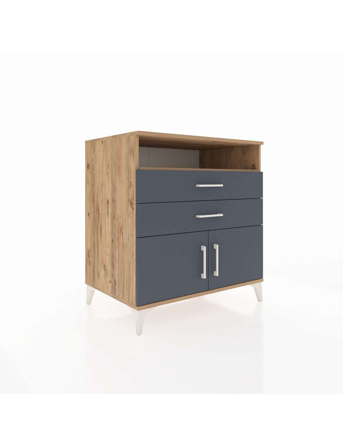 Kronos Şifonyer 2 Raflı 2 Çekmeceli 2 Kapaklı 88x59x96 Çam-Antrasit