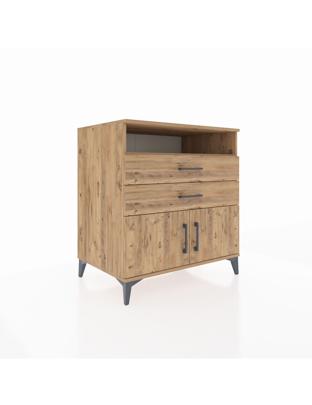 Kronos Şifonyer 2 Raflı 2 Çekmeceli 2 Kapaklı 88x59x96 Çam-Çam