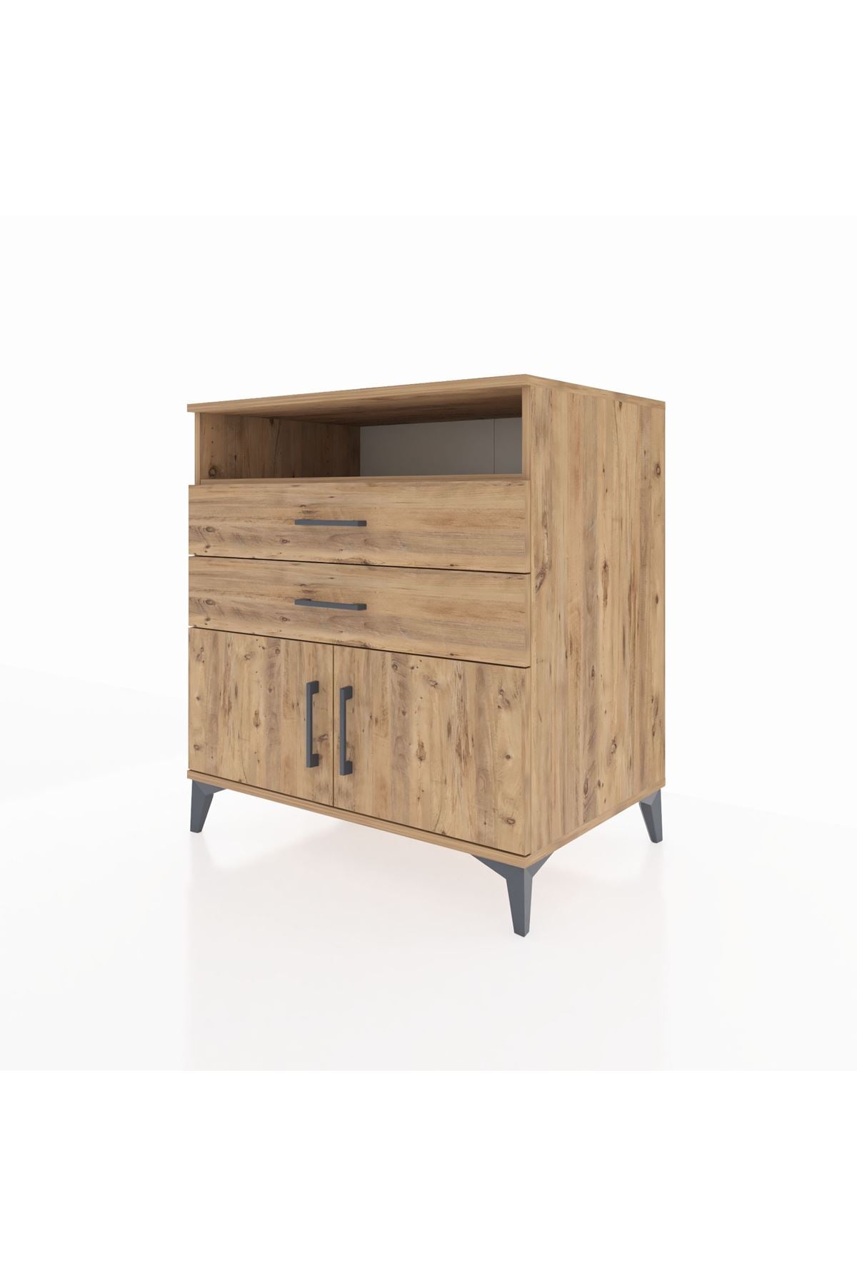 Kronos Şifonyer 2 Raflı 2 Çekmeceli 2 Kapaklı 88x59x96 Çam-Çam