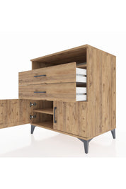 Kronos Şifonyer 2 Raflı 2 Çekmeceli 2 Kapaklı 88x59x96 Çam-Çam